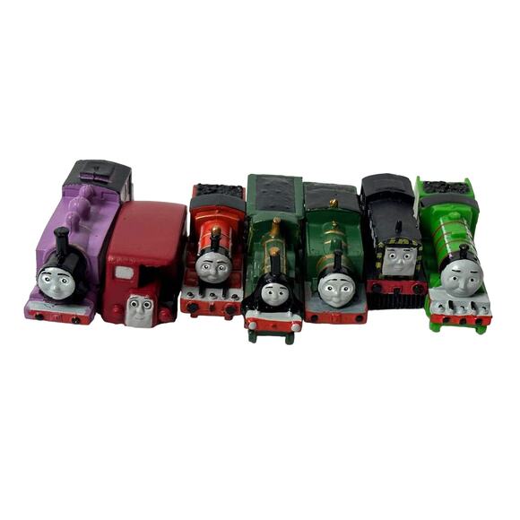 Lot of 7 Mini Thomas Tank Train Friends Cars Rubber PVC Plastic Cake Toppers Toy - Picture 1 of 7